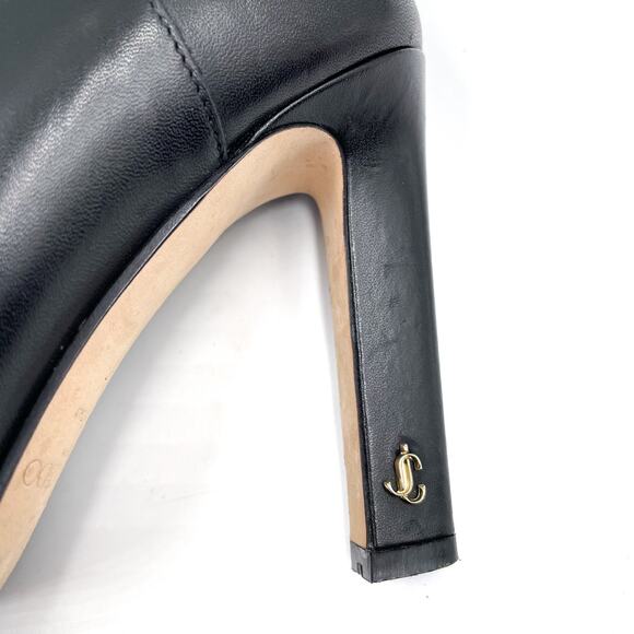 Jimmy Choo Merche Booties Black Soft Leather Low-Cut Square Toe Heels Sz 37 / 7 - Picture 6 of 11